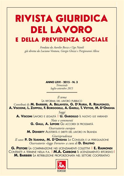 Rivista Giuridica del Lavoro e della Previdenza Sociale